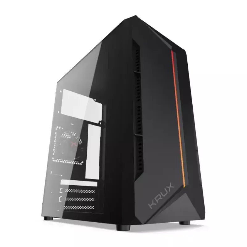 Case PC KRUX Astro Cube nero — chassis Cube, supporta Micro ATX/Mini-ITX, 1 alloggiamento 3,5 inch + 2 da 2,5 inch, finestra laterale, alimentatore max 28 cm, altezza massima dissipatore 136 mm