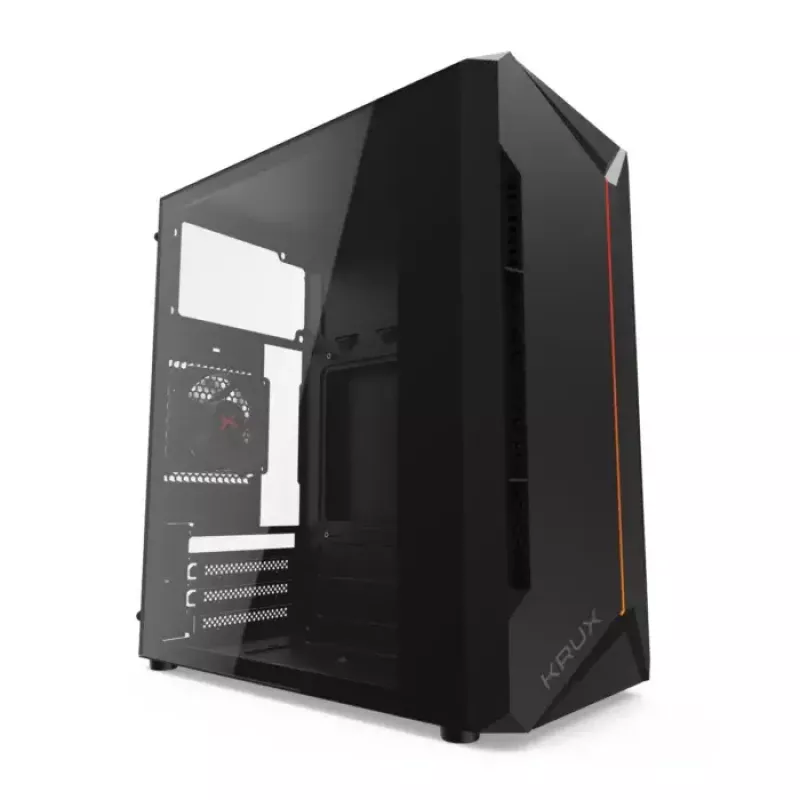 Case PC KRUX Astro Cube nero — chassis Cube, supporta Micro ATX/Mini-ITX, 1 alloggiamento 3,5 inch + 2 da 2,5 inch, finestra laterale, alimentatore max 28 cm, altezza massima dissipatore 136 mm