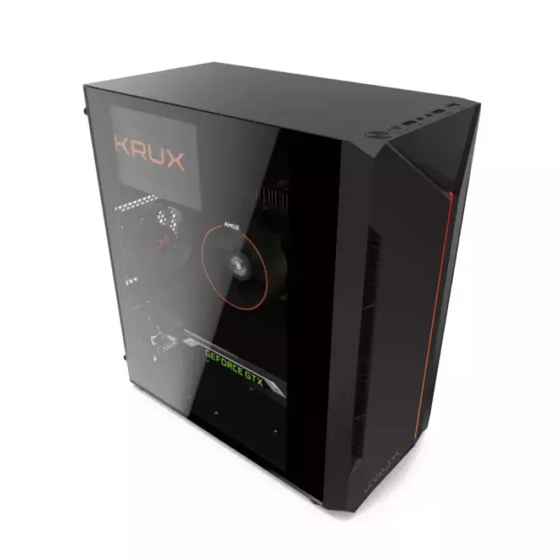 Case PC KRUX Astro Cube nero — chassis Cube, supporta Micro ATX/Mini-ITX, 1 alloggiamento 3,5 inch + 2 da 2,5 inch, finestra laterale, alimentatore max 28 cm, altezza massima dissipatore 136 mm