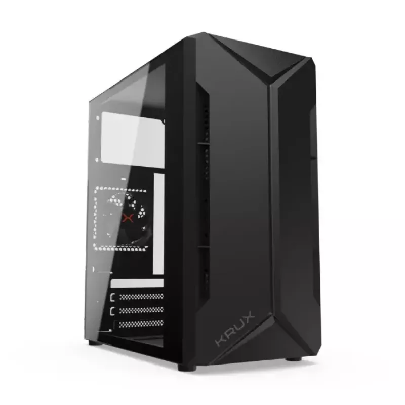 Case PC KRUX Astro Cube nero — chassis Cube, supporta Micro ATX/Mini-ITX, 1 alloggiamento 3,5 inch + 2 da 2,5 inch, finestra laterale, alimentatore max 28 cm, altezza massima dissipatore 136 mm