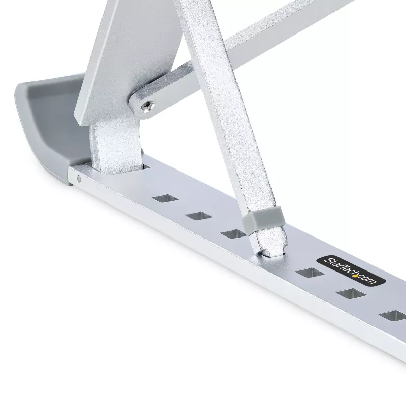 StarTech.com supporto pieghevole per laptop, supporto portatile ergonomico regolabile in altezza, struttura in alluminio ventilata supporta 10 kg, inclinabile/rialzato/angolato per laptop/tablet, design pieghevole