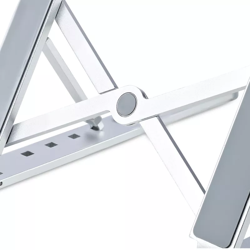 StarTech.com supporto pieghevole per laptop, supporto portatile ergonomico regolabile in altezza, struttura in alluminio ventilata supporta 10 kg, inclinabile/rialzato/angolato per laptop/tablet, design pieghevole