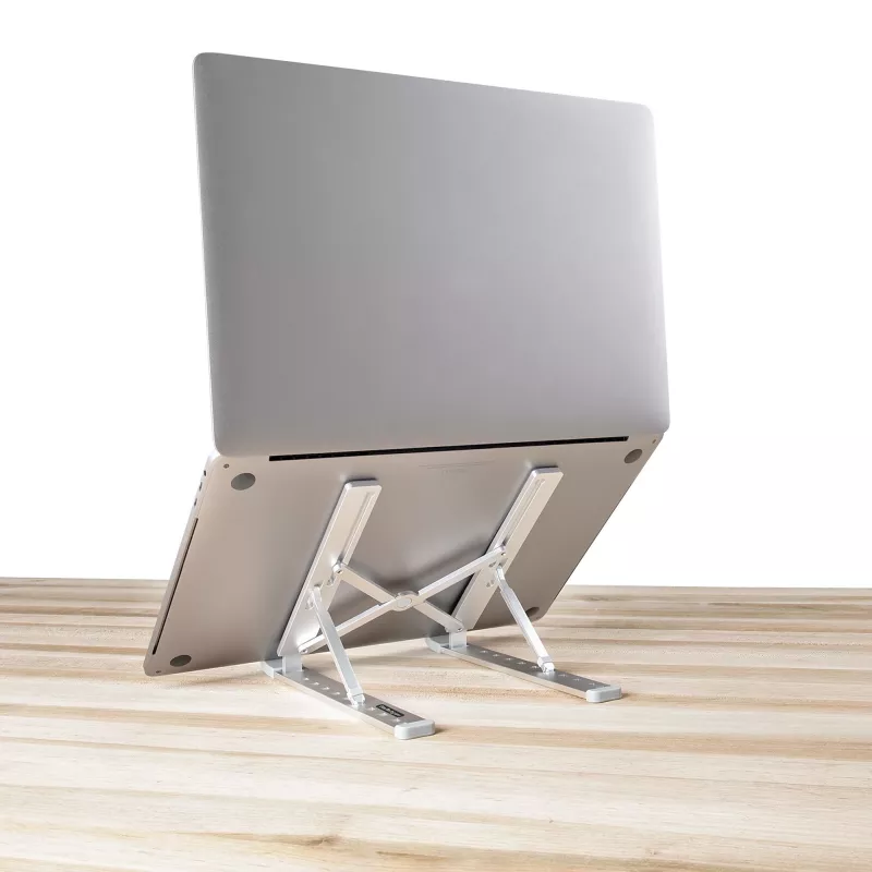 StarTech.com supporto pieghevole per laptop, supporto portatile ergonomico regolabile in altezza, struttura in alluminio ventilata supporta 10 kg, inclinabile/rialzato/angolato per laptop/tablet, design pieghevole