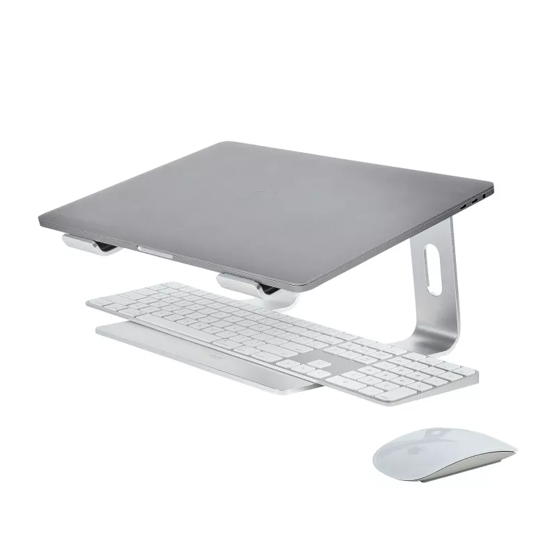 StarTech.com supporto per laptop da scrivania, supporta 5 kg/11 lb, alluminio, argento, rialzo ergonomico per laptop, supporto portatile per laptop, supporto per computer per MacBook Air/Pro, Dell XPS, Lenovo