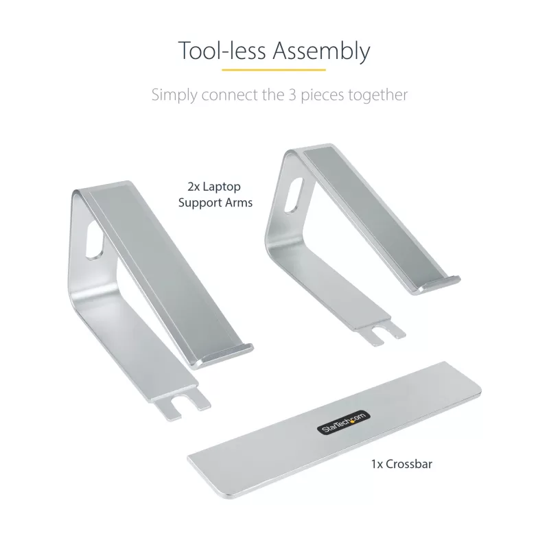 StarTech.com supporto per laptop da scrivania, supporta 5 kg/11 lb, alluminio, argento, rialzo ergonomico per laptop, supporto portatile per laptop, supporto per computer per MacBook Air/Pro, Dell XPS, Lenovo