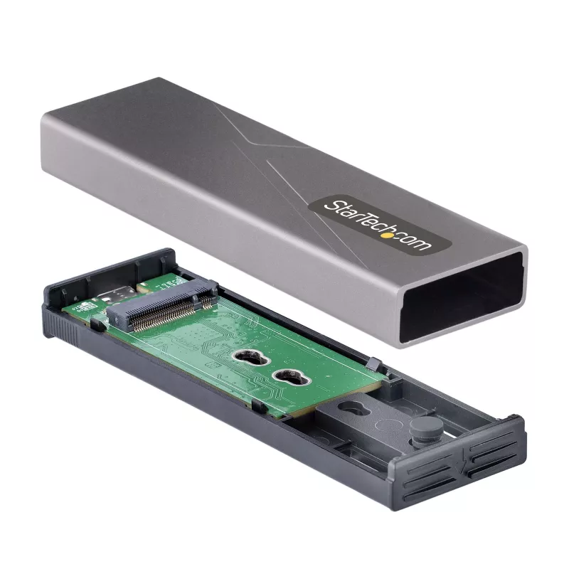 StarTech.com case USB-C 10 Gbit/s per M.2 NVMe o M.2 SATA SSD – case esterno in alluminio senza attrezzi per M.2 PCIe/SATA NGFF SSD – cavo host USB Type-C e Type-A – supporta 2230/2242/2260/2280