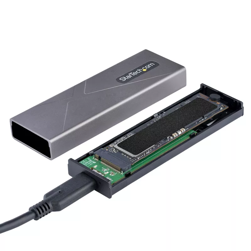 StarTech.com case USB-C 10 Gbit/s per M.2 NVMe o M.2 SATA SSD – case esterno in alluminio senza attrezzi per M.2 PCIe/SATA NGFF SSD – cavo host USB Type-C e Type-A – supporta 2230/2242/2260/2280