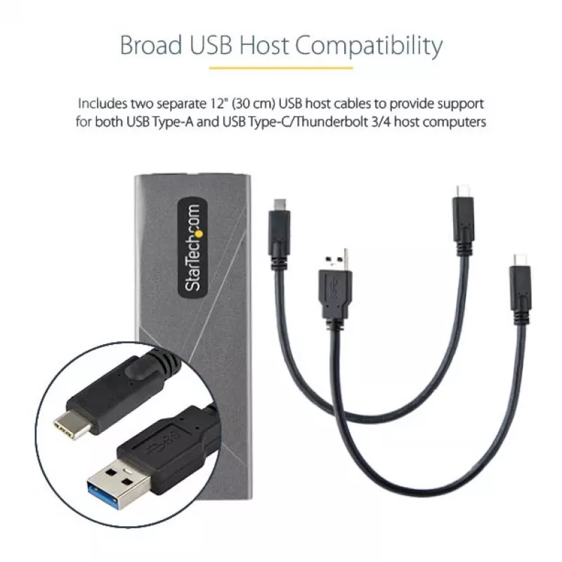 StarTech.com case USB-C 10 Gbit/s per M.2 NVMe o M.2 SATA SSD – case esterno in alluminio senza attrezzi per M.2 PCIe/SATA NGFF SSD – cavo host USB Type-C e Type-A – supporta 2230/2242/2260/2280