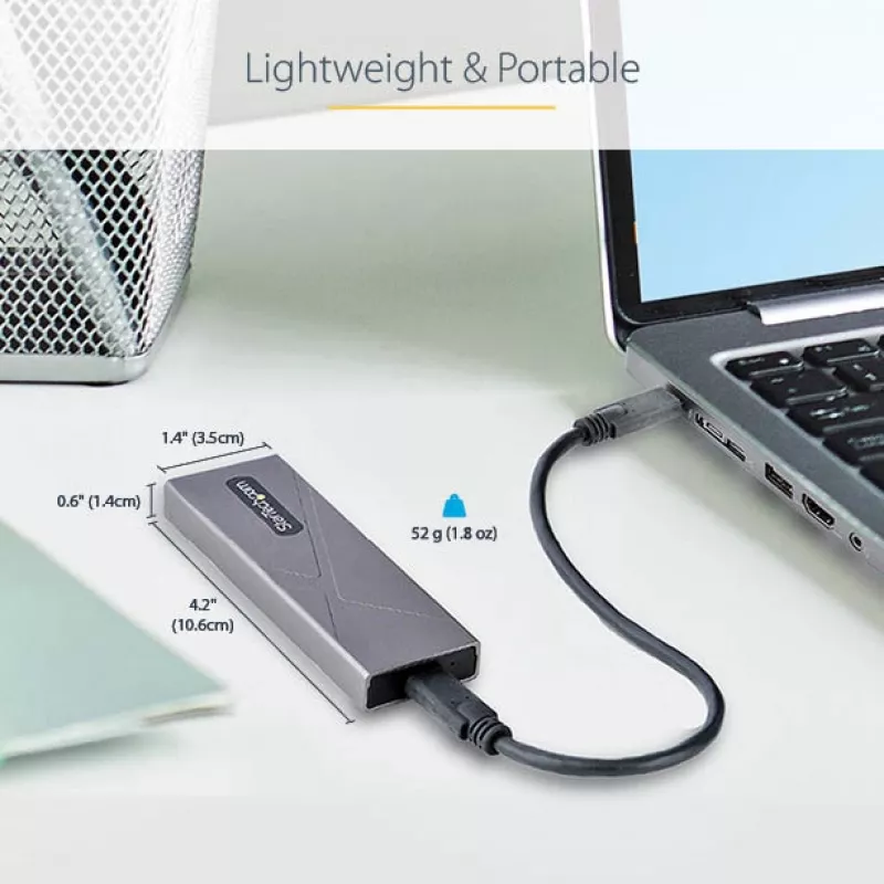StarTech.com case USB-C 10 Gbit/s per M.2 NVMe o M.2 SATA SSD – case esterno in alluminio senza attrezzi per M.2 PCIe/SATA NGFF SSD – cavo host USB Type-C e Type-A – supporta 2230/2242/2260/2280