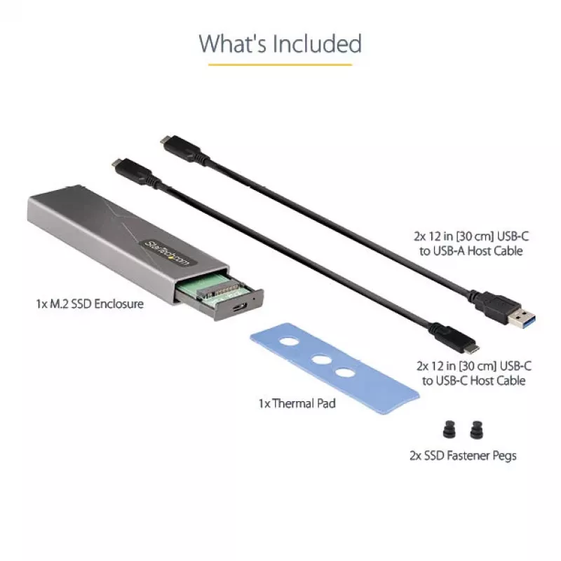 StarTech.com case USB-C 10 Gbit/s per M.2 NVMe o M.2 SATA SSD – case esterno in alluminio senza attrezzi per M.2 PCIe/SATA NGFF SSD – cavo host USB Type-C e Type-A – supporta 2230/2242/2260/2280