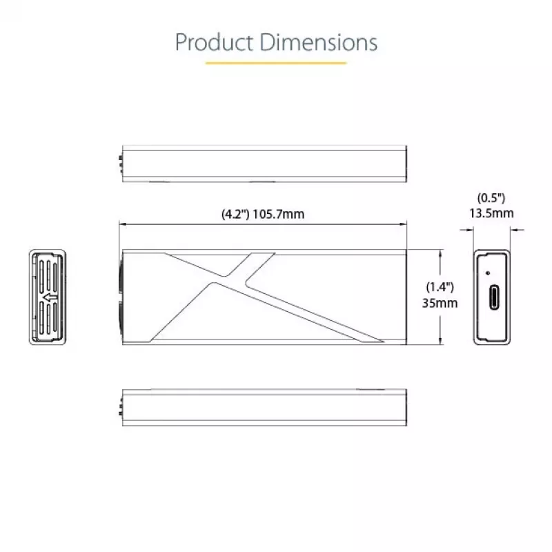 StarTech.com case USB-C 10 Gbit/s per M.2 NVMe o M.2 SATA SSD – case esterno in alluminio senza attrezzi per M.2 PCIe/SATA NGFF SSD – cavo host USB Type-C e Type-A – supporta 2230/2242/2260/2280