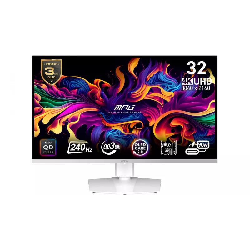 MSI MPG 321URXW QD-OLED Monitor per computer 80 cm (31,5 inch) 3840 x 2160 Pixel 4K Ultra HD bianco