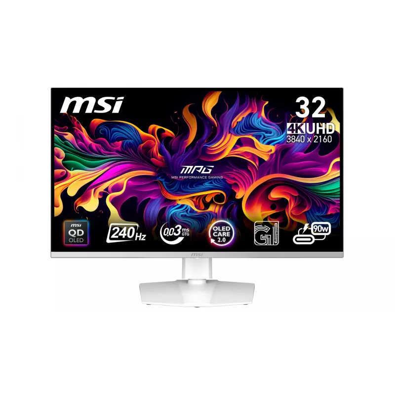 MSI MPG 321URXW QD-OLED Monitor per computer 80 cm (31,5 inch) 3840 x 2160 Pixel 4K Ultra HD bianco