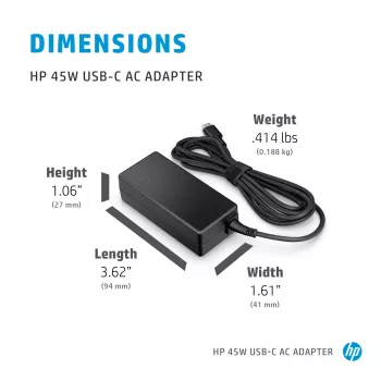 HP alimentatore CA USB-C 45W, laptop, interno, 45 W, 3 A, Spectre x2 12-a0xx; HP Pavilion x2 10-n1xx; Pavilion x2 10-n0xx, Home