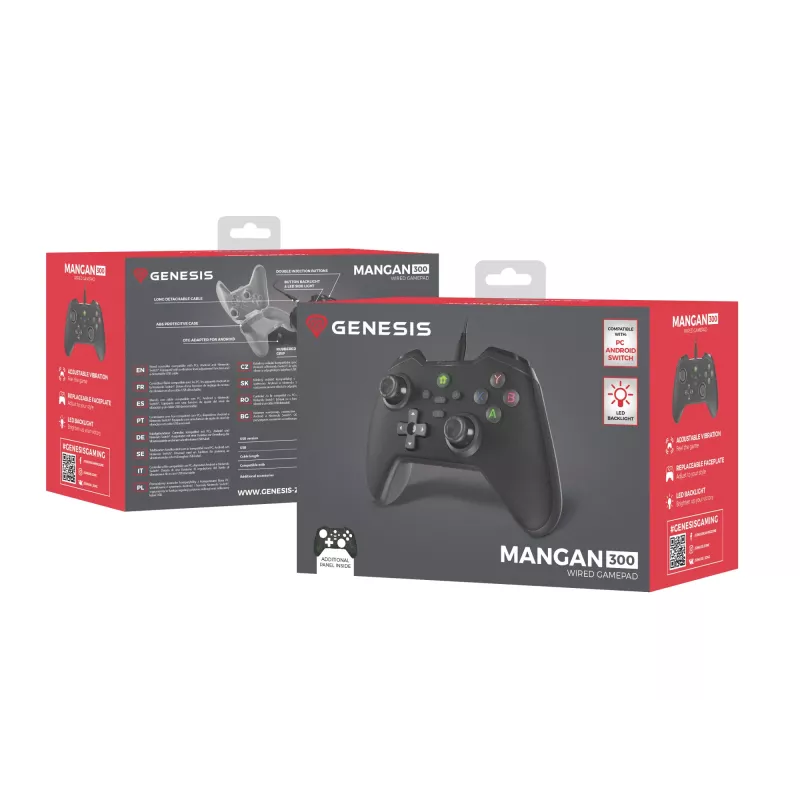 GENESIS Mangan 300 nero USB gamepad analogico / digitale Android, Nintendo Switch, PC