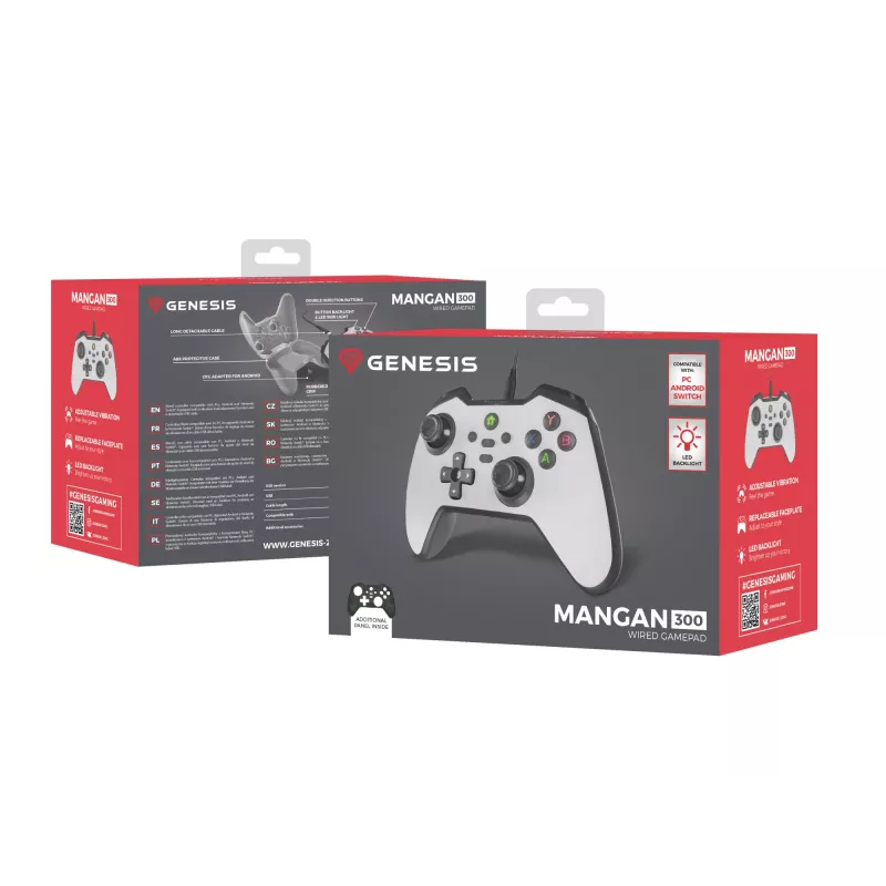 GENESIS Mangan 300 bianco USB gamepad analogico / digitale Android, Nintendo Switch, PC