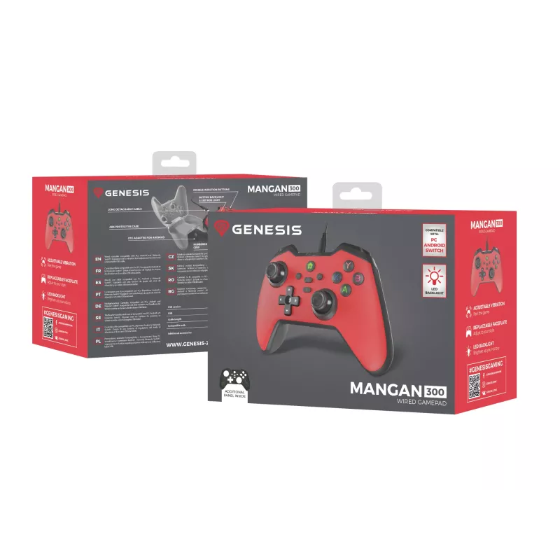 GENESIS Mangan 300 Gamepad USB rosso analogico / digitale Android, Nintendo Switch, PC