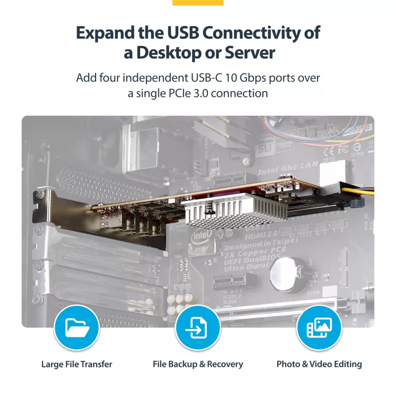 StarTech.com Scheda PCIe USB Type-C a 4 porte, USB 3.2 10Gbps, scheda di espansione USB-C PCI Express, 4 controller USB indipendenti, Windows/Linux/macOS, conforme TAA