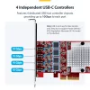 StarTech.com Scheda PCIe USB Type-C a 4 porte, USB 3.2 10Gbps, scheda di espansione USB-C PCI Express, 4 controller USB indipendenti, Windows/Linux/macOS, conforme TAA