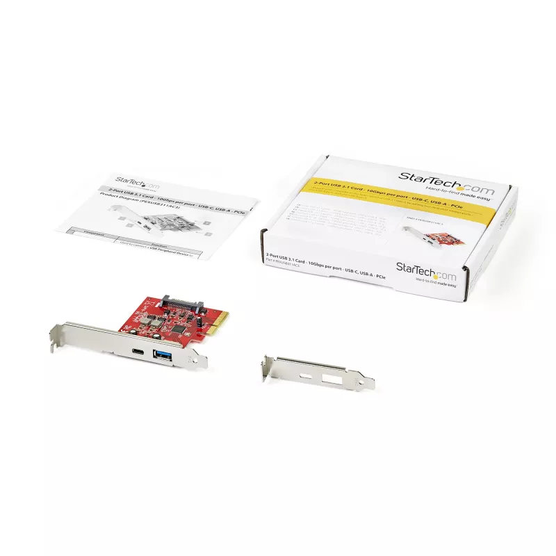 StarTech.com Scheda PCIe USB-A e USB-C a 2 porte 10Gbps – Scheda adattatore controller host USB 3.2 Gen 2 PCI Express Type-C/A – Scheda di espansione PCIe USB 3.2 Gen 2x1 – Windows, macOS, Linux