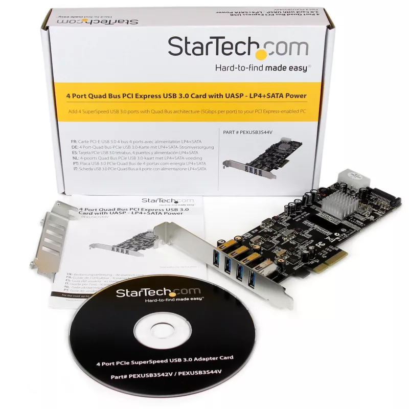 Scheda PCIe StarTech.com con 4 porte USB 3.0 e 4 canali dedicati da 5 Gbps (USB 3.1 Gen 1) – UASP – alimentazione SATA / LP4 – scheda adattatore PCI Express