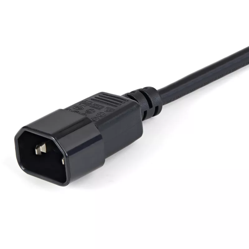 StarTech.com Cavo di prolunga elettrica 1m, C14 a C13, 10A 125V, 18AWG, cavo di prolunga per computer, prolunga cavo AC da IEC-320-C14 a IEC-320-C13 per alimentatori, certificato UL