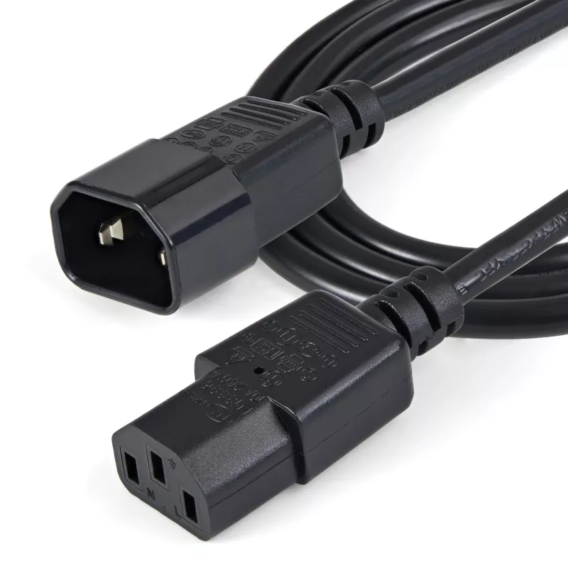 StarTech.com Cavo di prolunga elettrica 1m, C14 a C13, 10A 125V, 18AWG, cavo di prolunga per computer, prolunga cavo AC da IEC-320-C14 a IEC-320-C13 per alimentatori, certificato UL