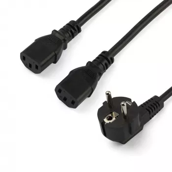 StarTech.com Cavo di alimentazione per computer 2m (6ft) a Y, 18AWG, da Schuko EU a 2x C13, 10A 250V, cavo AC di ricambio nero, cavo di alimentazione per stampante, cavo per alimentatore PC, cavo di alimentazione monitor – certificato UL