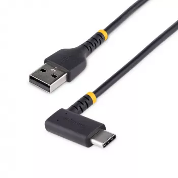StarTech.com Cavo di ricarica USB-A a USB-C 1,8 m ad angolo retto – cavo USB-C di ricarica rapida robusto – nero, USB 2.0 A a Type-C – fibra aramidica resistente – 3A – cavo di ricarica USB