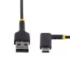StarTech.com Cavo di ricarica USB-A a C 1ft (30cm), ad angolo – cavo USB-C di ricarica rapida robusto – nero USB 2.0 A a Type-C – fibra aramidica resistente – 3A – cavo di ricarica USB