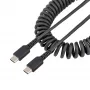 StarTech.com Cavo di ricarica USB-C 1m, cavo a spirale, heavy duty, ricarica rapida e sincronizzazione, cavo USB 2.0 Type-C, fibra aramidica robusta, cavo USB maschio-maschio durevole, nero