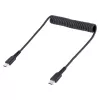 StarTech.com Cavo di ricarica USB-C 20in (50cm), cavo a spirale, robusto, ricarica rapida e sincronizzazione, USB 2.0 Type-C, con fibra aramidica resistente, cavo USB maschio-maschio durevole, nero