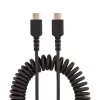 StarTech.com Cavo di ricarica USB-C 20in (50cm), cavo a spirale, robusto, ricarica rapida e sincronizzazione, USB 2.0 Type-C, con fibra aramidica resistente, cavo USB maschio-maschio durevole, nero