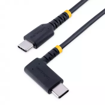 StarTech.com Cavo di ricarica USB-C 3ft (1m), ad angolo retto – 60 W PD 3 A – cavo USB-C di ricarica rapida robusto – nero, USB 2.0 Type-C – rinforzato con fibra aramidica – cavo di ricarica USB
