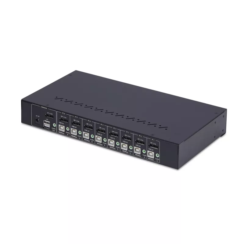 StarTech.com Switch KVM DisplayPort a 8 porte con kit di montaggio rack 1U, 4K 60Hz DP 1.2, commutazione tramite tasti e hotkey, hub USB a 4 porte, indipendente dal sistema operativo, conforme TAA