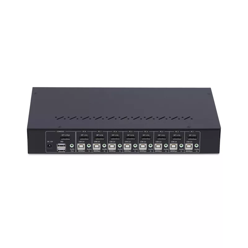 StarTech.com Switch KVM DisplayPort a 8 porte con kit di montaggio rack 1U, 4K 60Hz DP 1.2, commutazione tramite tasti e hotkey, hub USB a 4 porte, indipendente dal sistema operativo, conforme TAA