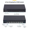 StarTech.com Switch KVM DisplayPort a 8 porte con kit di montaggio rack 1U, 4K 60Hz DP 1.2, commutazione tramite tasti e hotkey, hub USB a 4 porte, indipendente dal sistema operativo, conforme TAA