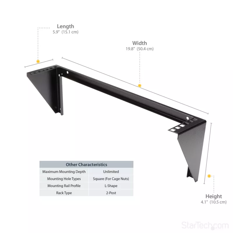 StarTech.com Supporto verticale da parete 2U 19 pollici per dispositivi in acciaio