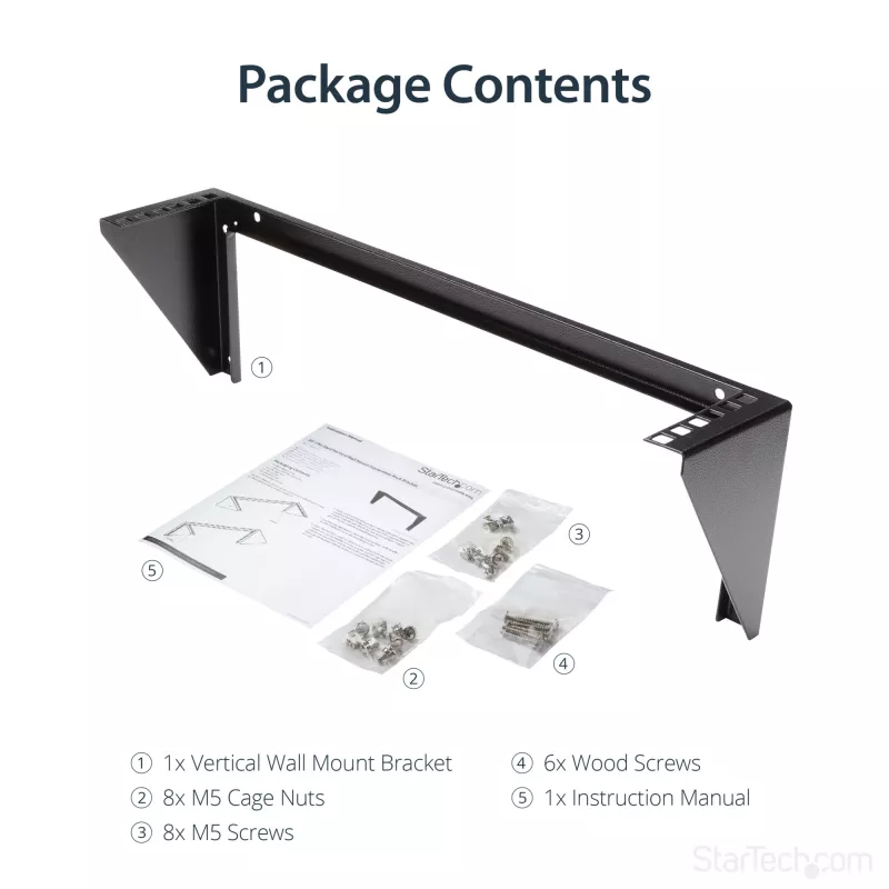StarTech.com Supporto verticale da parete 2U 19 pollici per dispositivi in acciaio