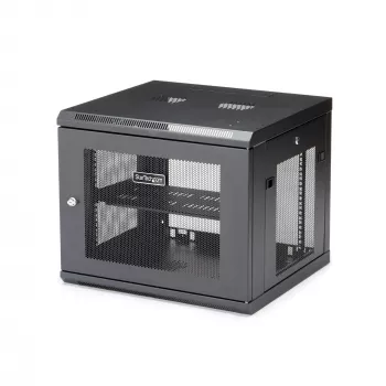 StarTech.com Armadio di rete a parete 4-Post 9U con ripiano 1U, rack server a parete 19 pollici per dispositivi dati/AV/elettronica/computer, piccolo case rack ventilato