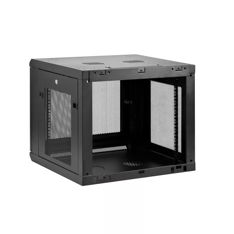StarTech.com Armadio di rete a parete 4-Post 9U con ripiano 1U, rack server a parete 19 pollici per dispositivi dati/AV/elettronica/computer, piccolo case rack ventilato