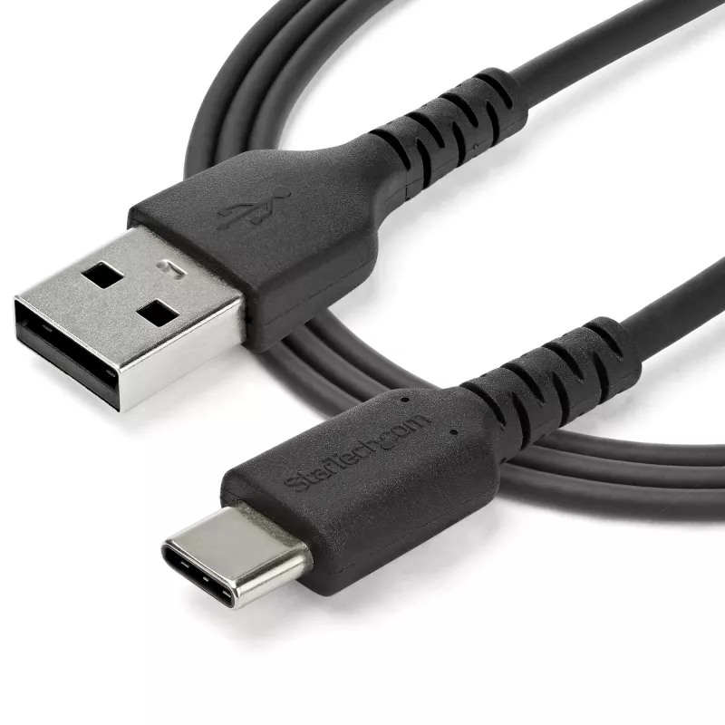 StarTech.com Cavo di ricarica USB-A a USB-C da 2m – cavo robusto per ricarica rapida e sincronizzazione USB 2.0 a USB Type-C – guaina TPE resistente fibra aramidica M/M 3A nero – Samsung S10, iPad Pro, Pixel
