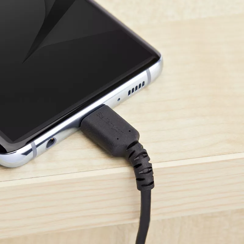 StarTech.com Cavo di ricarica USB-A a USB-C da 2m – cavo robusto per ricarica rapida e sincronizzazione USB 2.0 a USB Type-C – guaina TPE resistente fibra aramidica M/M 3A nero – Samsung S10, iPad Pro, Pixel