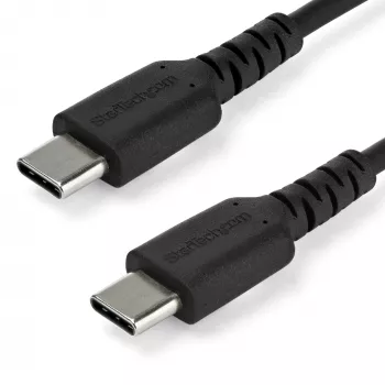 StarTech.com Cavo di ricarica USB-C da 2 m – cavo robusto per ricarica rapida e sincronizzazione USB 2.0 Type-C a USB-C per laptop – guaina TPE fibra aramidica M/M 60 W nero – Samsung S10 S20 iPad Pro MS Surface