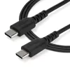 StarTech.com Cavo di ricarica USB-C da 2 m – cavo robusto per ricarica rapida e sincronizzazione USB 2.0 Type-C a USB-C per laptop – guaina TPE fibra aramidica M/M 60 W nero – Samsung S10 S20 iPad Pro MS Surface