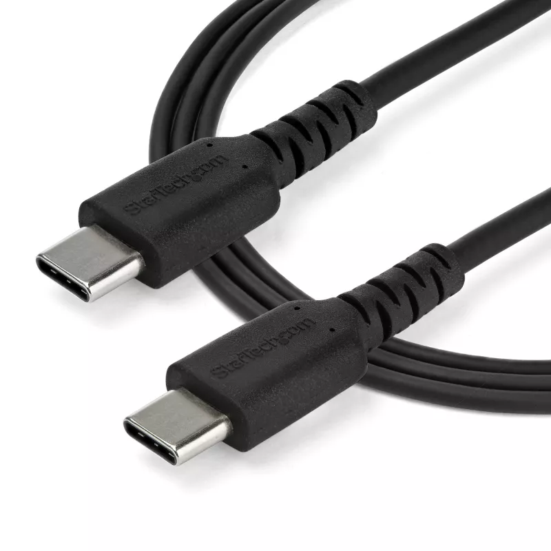 StarTech.com Cavo di ricarica USB-C da 2 m – cavo robusto per ricarica rapida e sincronizzazione USB 2.0 Type-C a USB-C per laptop – guaina TPE fibra aramidica M/M 60 W nero – Samsung S10 S20 iPad Pro MS Surface