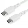 StarTech.com Cavo di ricarica USB-C da 2m – cavo robusto per ricarica rapida e sincronizzazione USB 2.0 Type-C a USB-C per laptop – guaina TPE fibra aramidica M/M 60W bianco – Samsung S10 S20 iPad Pro MS Surface