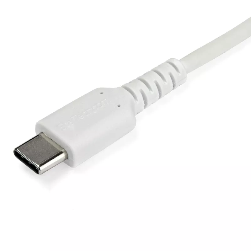 StarTech.com Cavo di ricarica USB-C da 2m – cavo robusto per ricarica rapida e sincronizzazione USB 2.0 Type-C a USB-C per laptop – guaina TPE fibra aramidica M/M 60W bianco – Samsung S10 S20 iPad Pro MS Surface