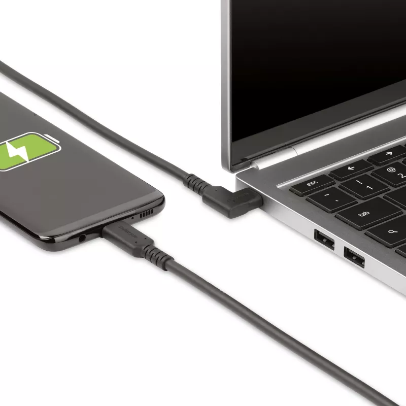 StarTech.com Cavo USB-C da 2m, angolare, USB 5Gbps, 100W (5A) Power Delivery, 4K 60Hz DP Alt Mode, cavo USB-C robusto – compatibile Thunderbolt