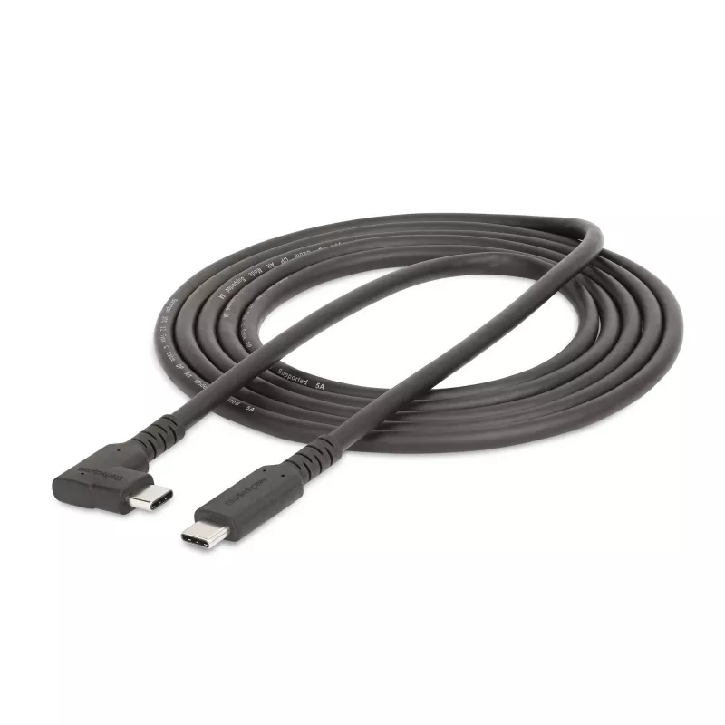 StarTech.com Cavo USB-C da 2m, angolare, USB 5Gbps, 100W (5A) Power Delivery, 4K 60Hz DP Alt Mode, cavo USB-C robusto – compatibile Thunderbolt